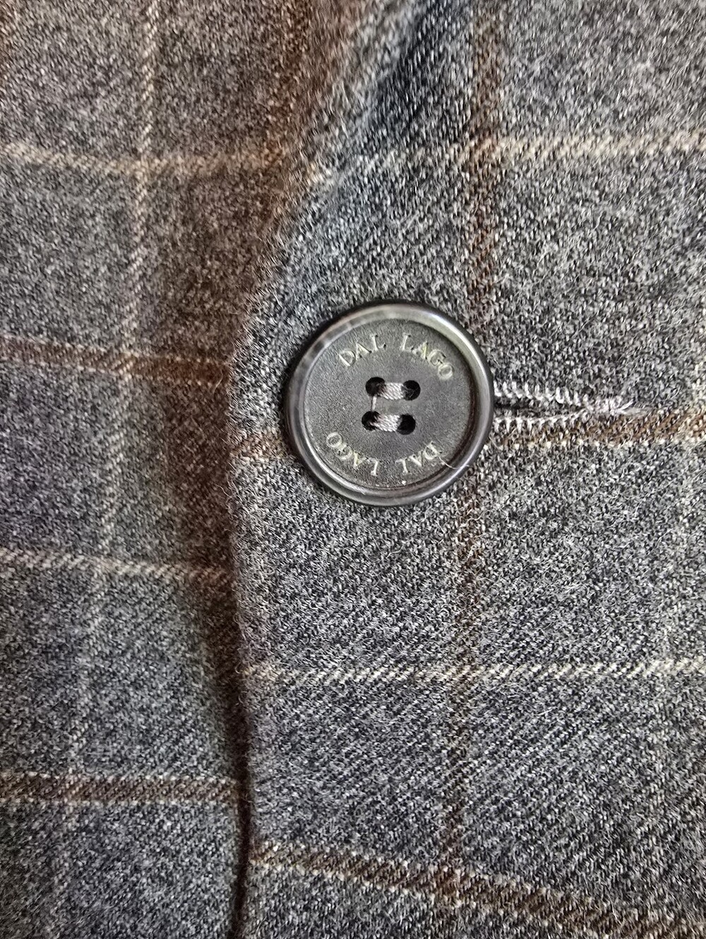 Dal Lago Club Boy's Gray Plaid Wool Sport Coat with Brown Windowpane - Picture 3 of 8